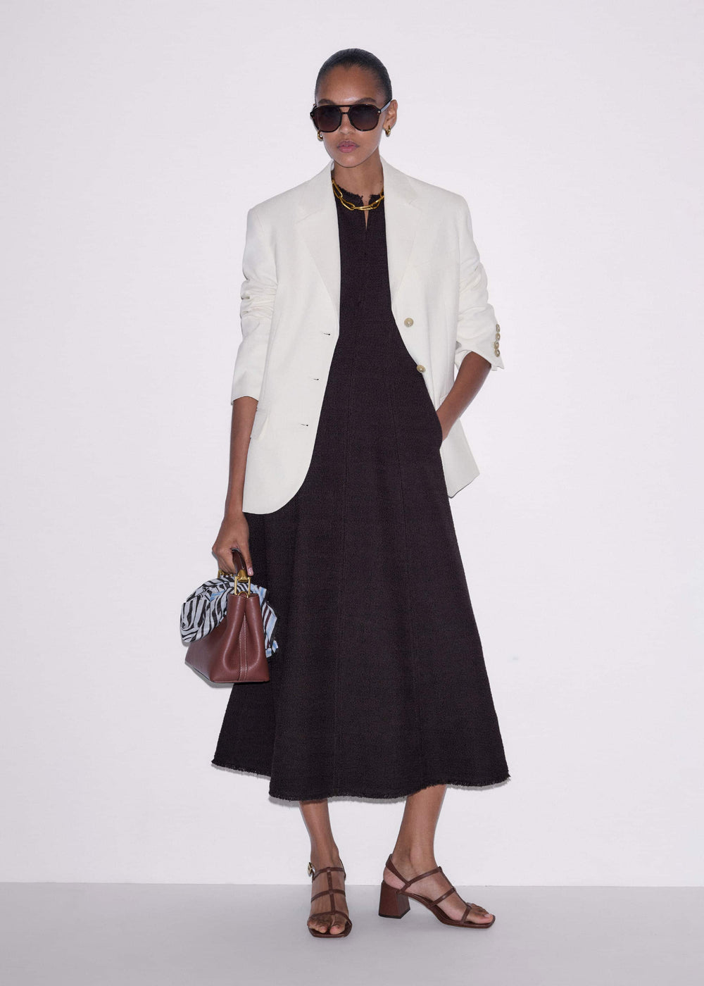 Brown Desk-To-Dinner Fit And Flare Maxi Dress