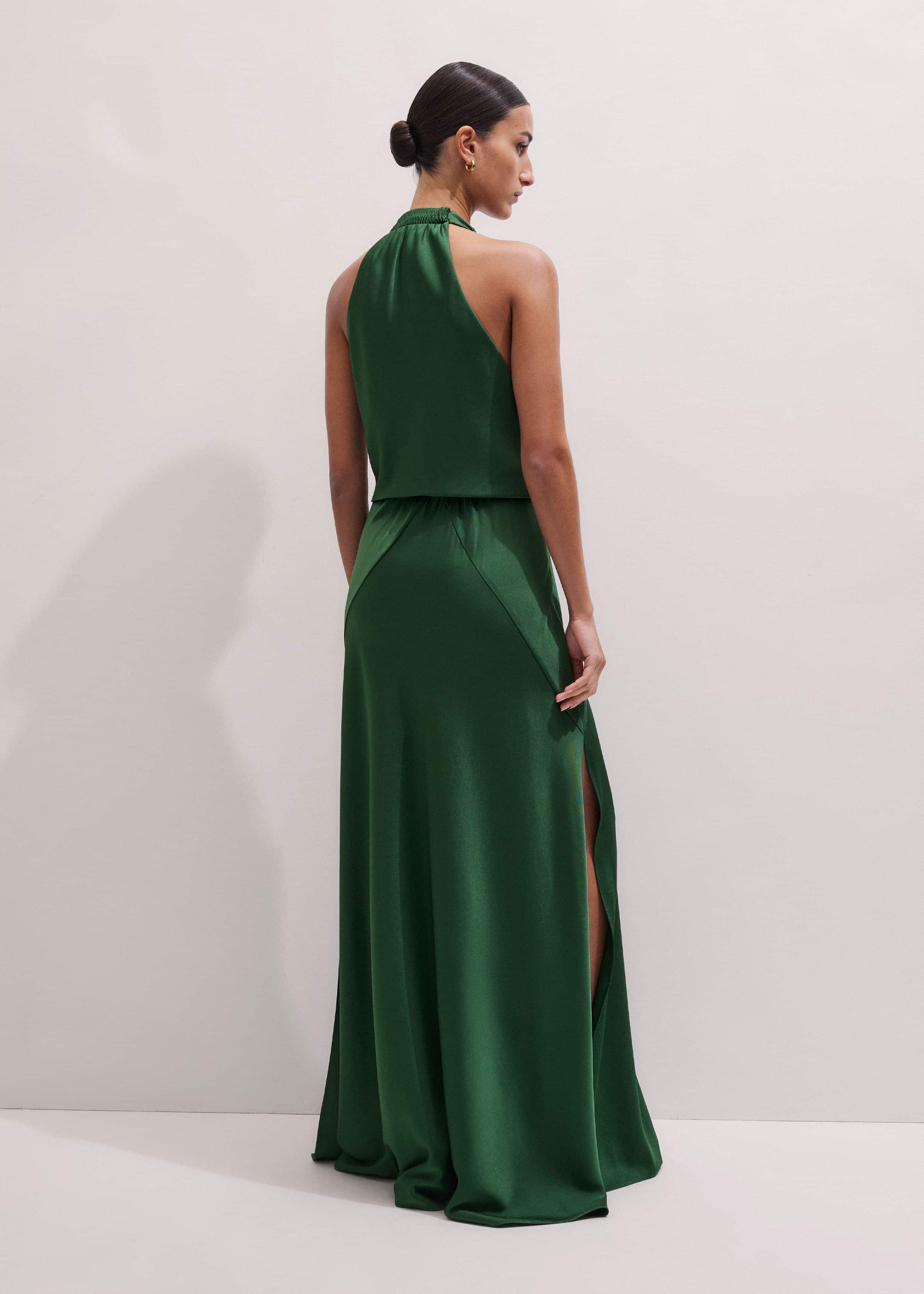 Green Beautifully Draped Full-Length Dress