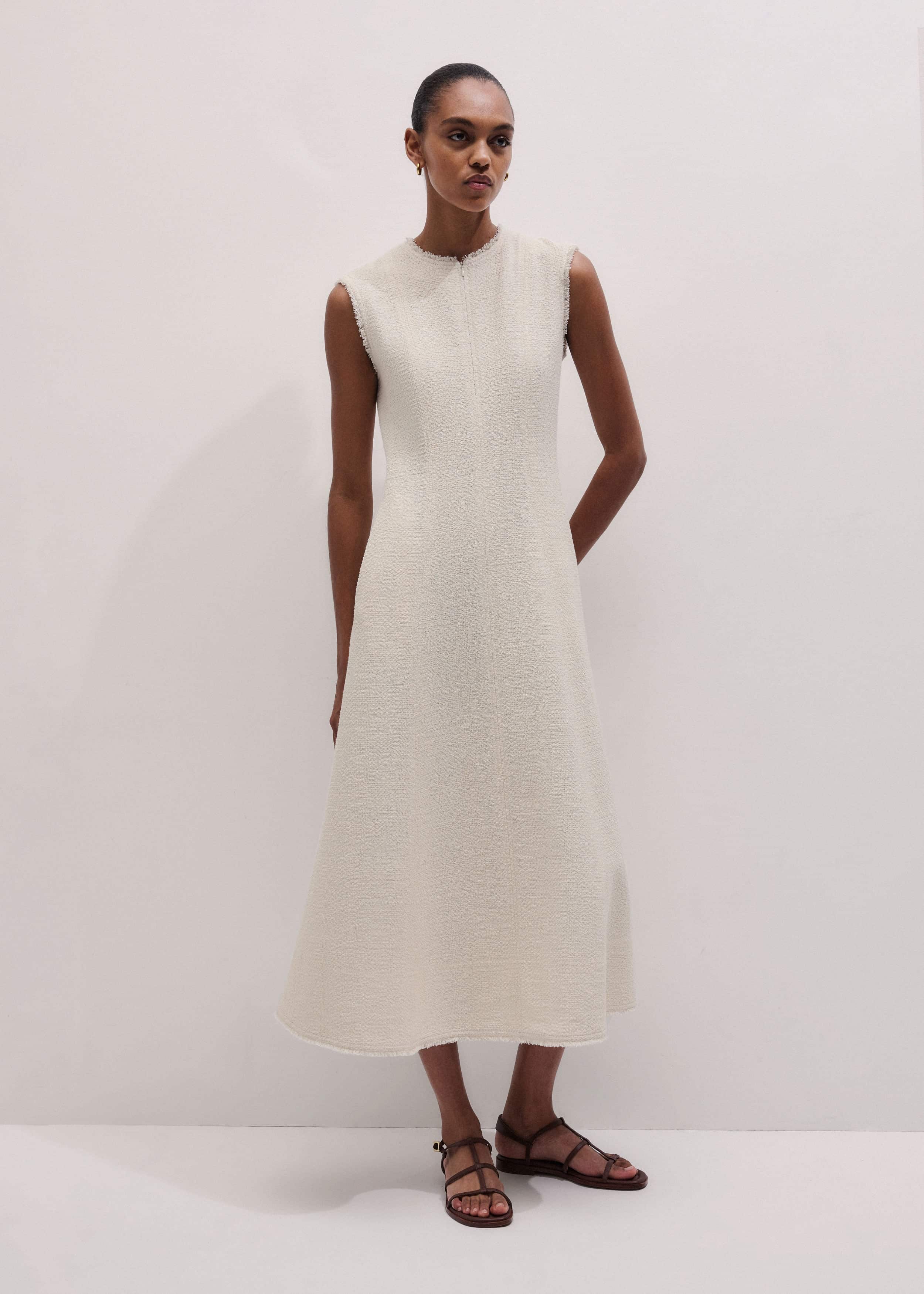 Cream Desk-To-Dinner Fit And Flare Maxi Dress