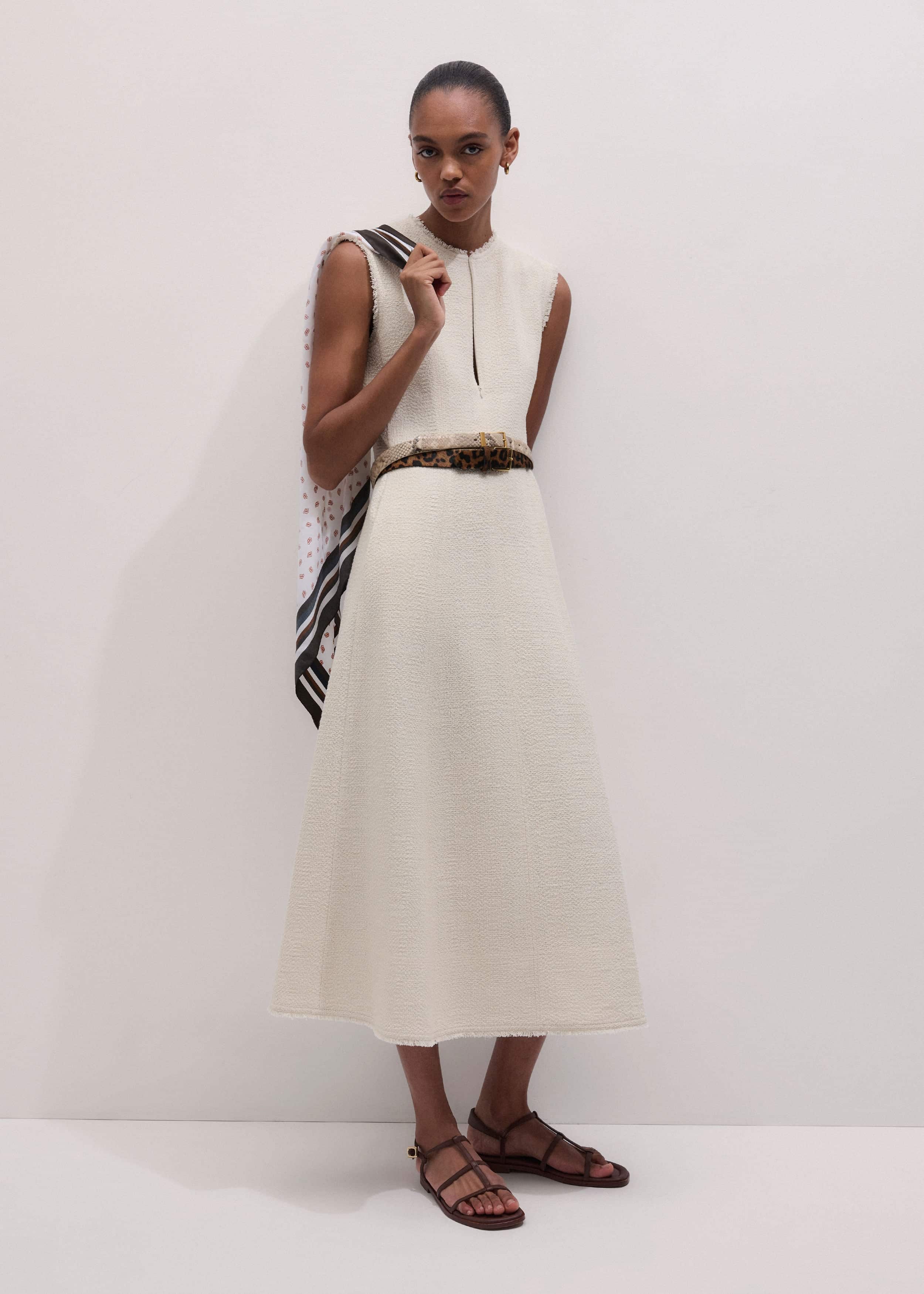 Cream Desk-To-Dinner Fit And Flare Maxi Dress
