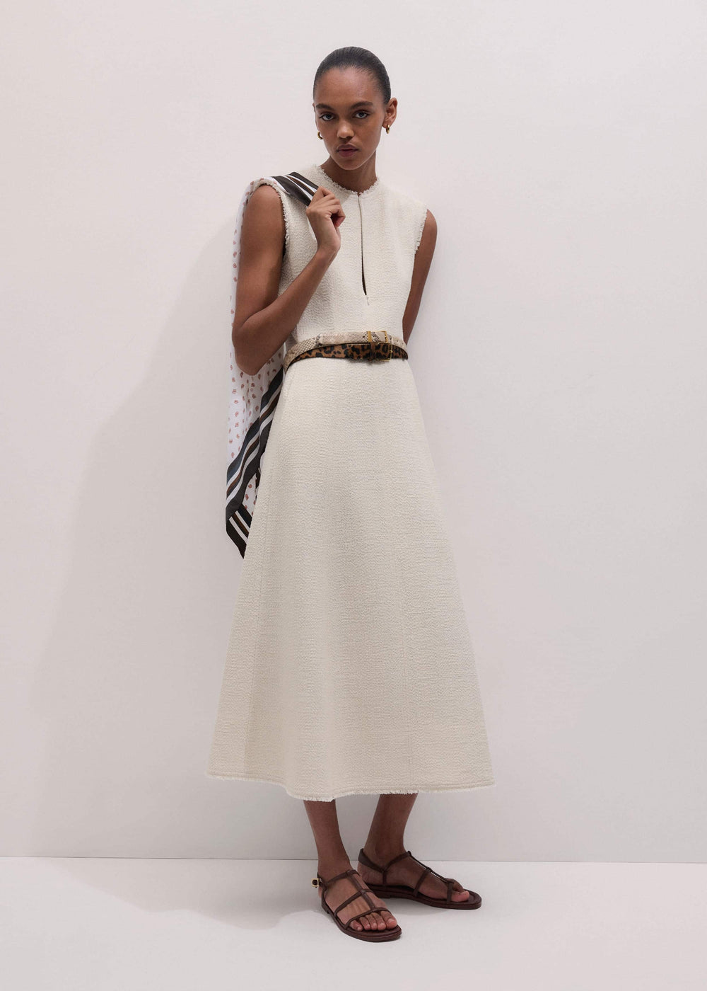 Cream Desk-To-Dinner Fit And Flare Maxi Dress