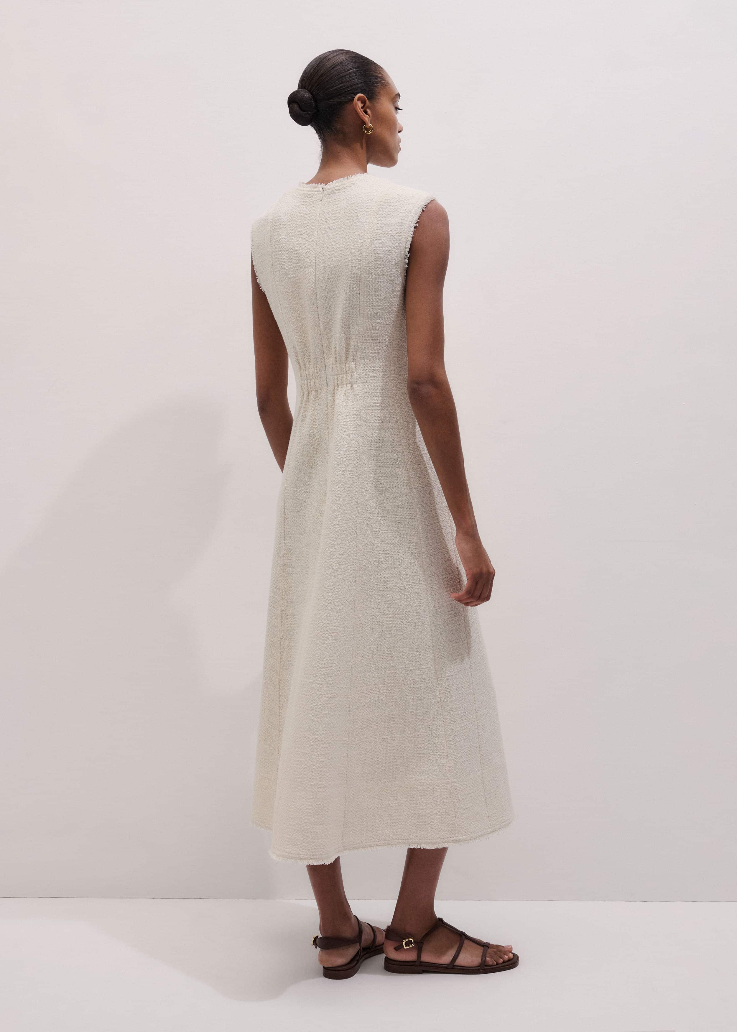 Cream Desk-To-Dinner Fit And Flare Maxi Dress