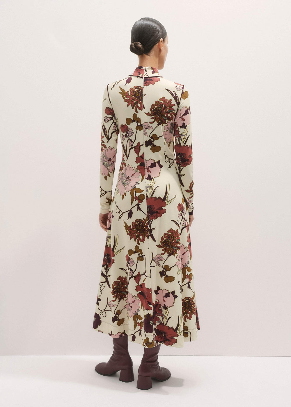 Cream High Neck Jersey Maxi Dress