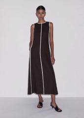 Brown Crease-Less Linen Effortless Maxi Dress