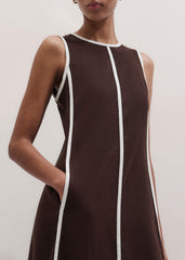 Brown Crease-Less Linen Effortless Maxi Dress