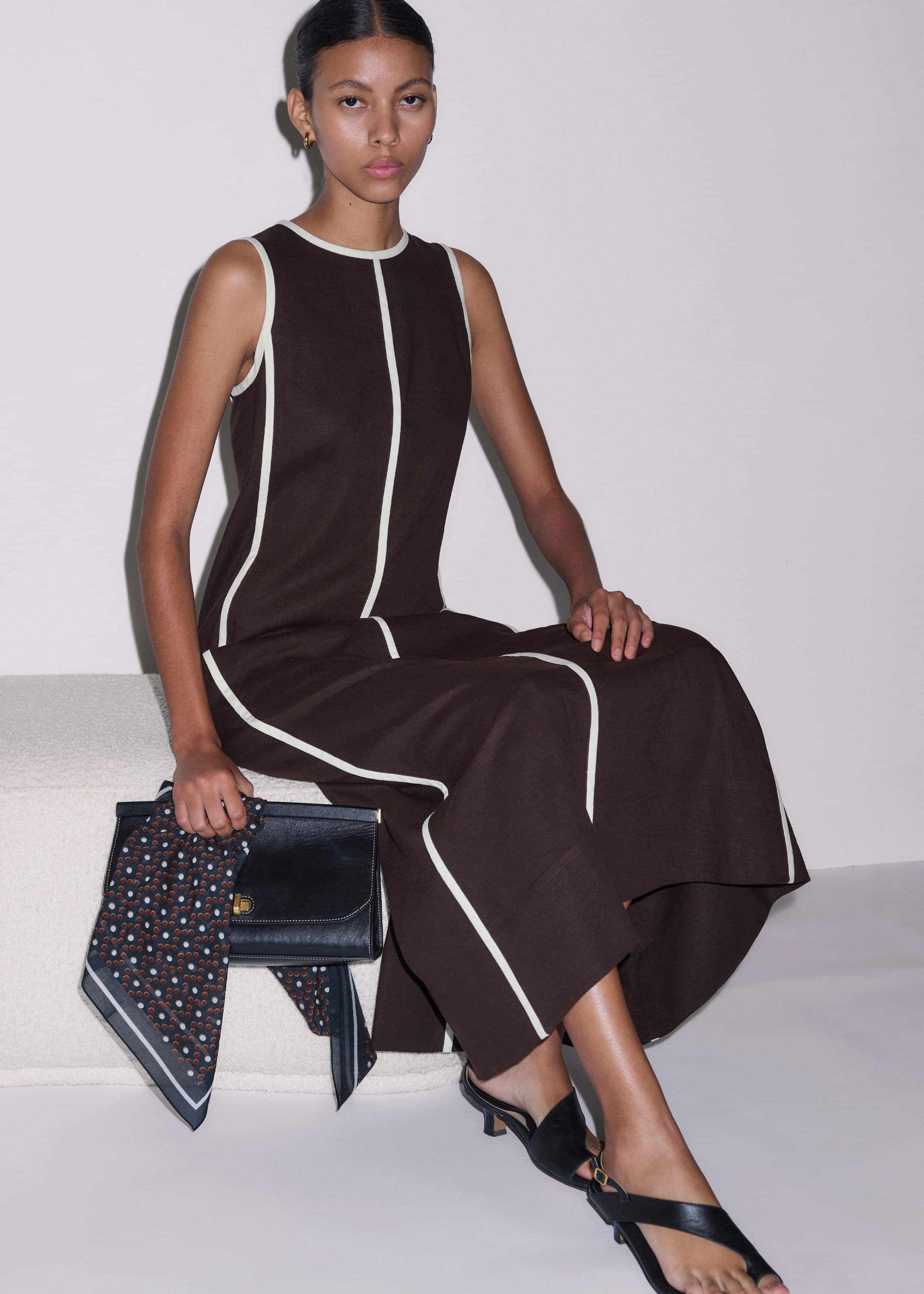 Brown Crease-Less Linen Effortless Maxi Dress
