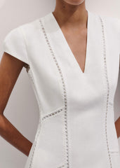 White Crease-Less Linen Embroidered Maxi Dress