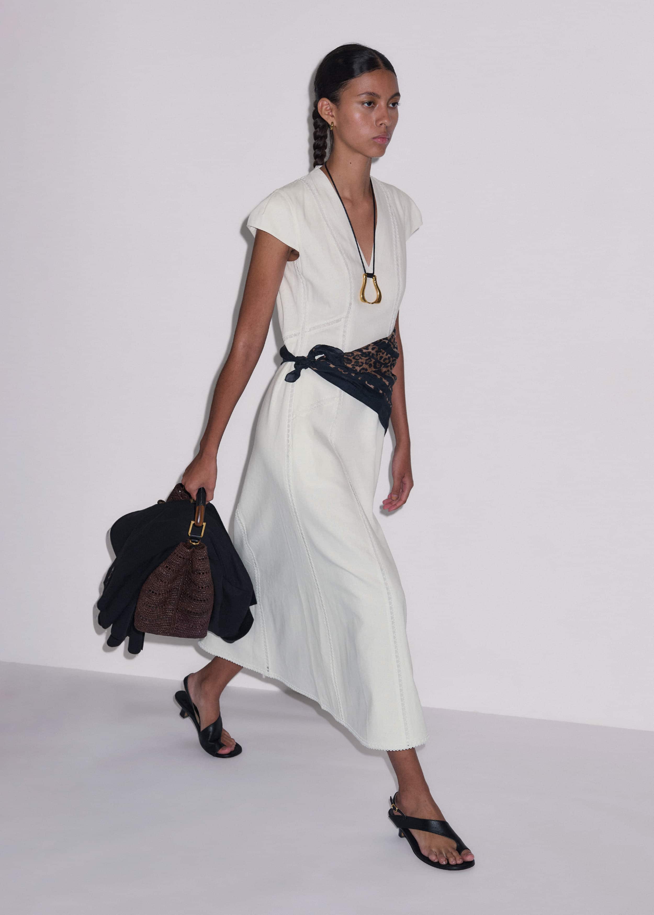 White Crease-Less Linen Embroidered Maxi Dress