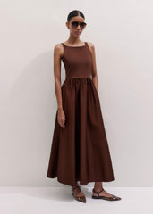 Cinnamon Brown Fit + Flare Maxi Dress