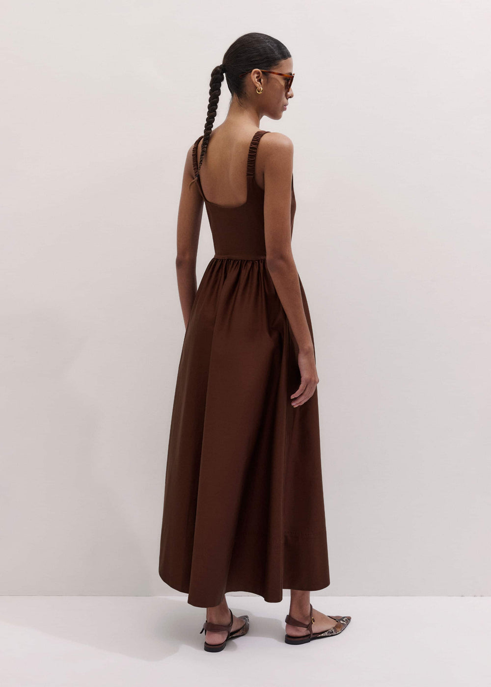 Cinnamon Brown Fit + Flare Maxi Dress