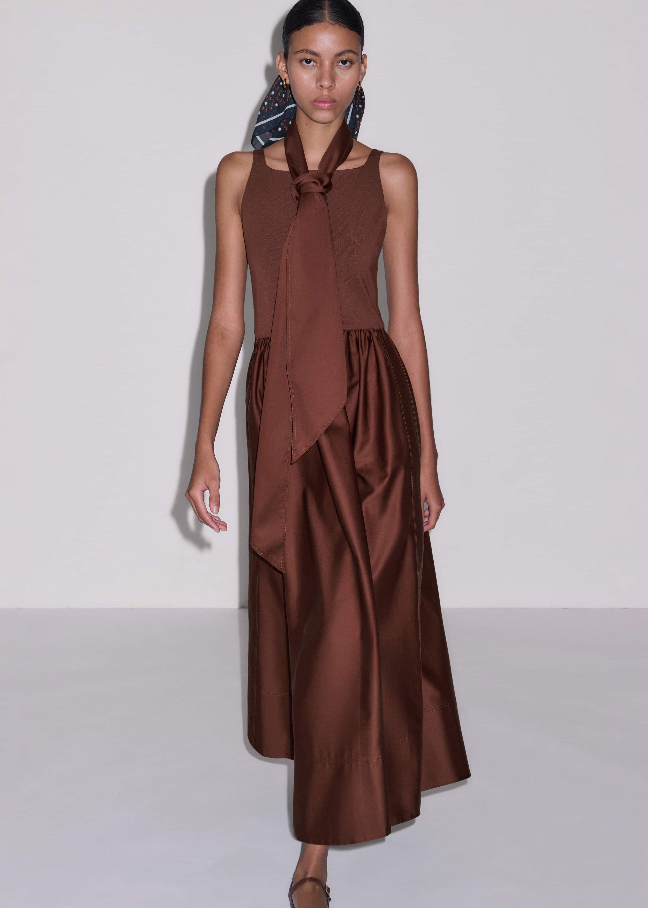 Cinnamon Brown Fit + Flare Maxi Dress