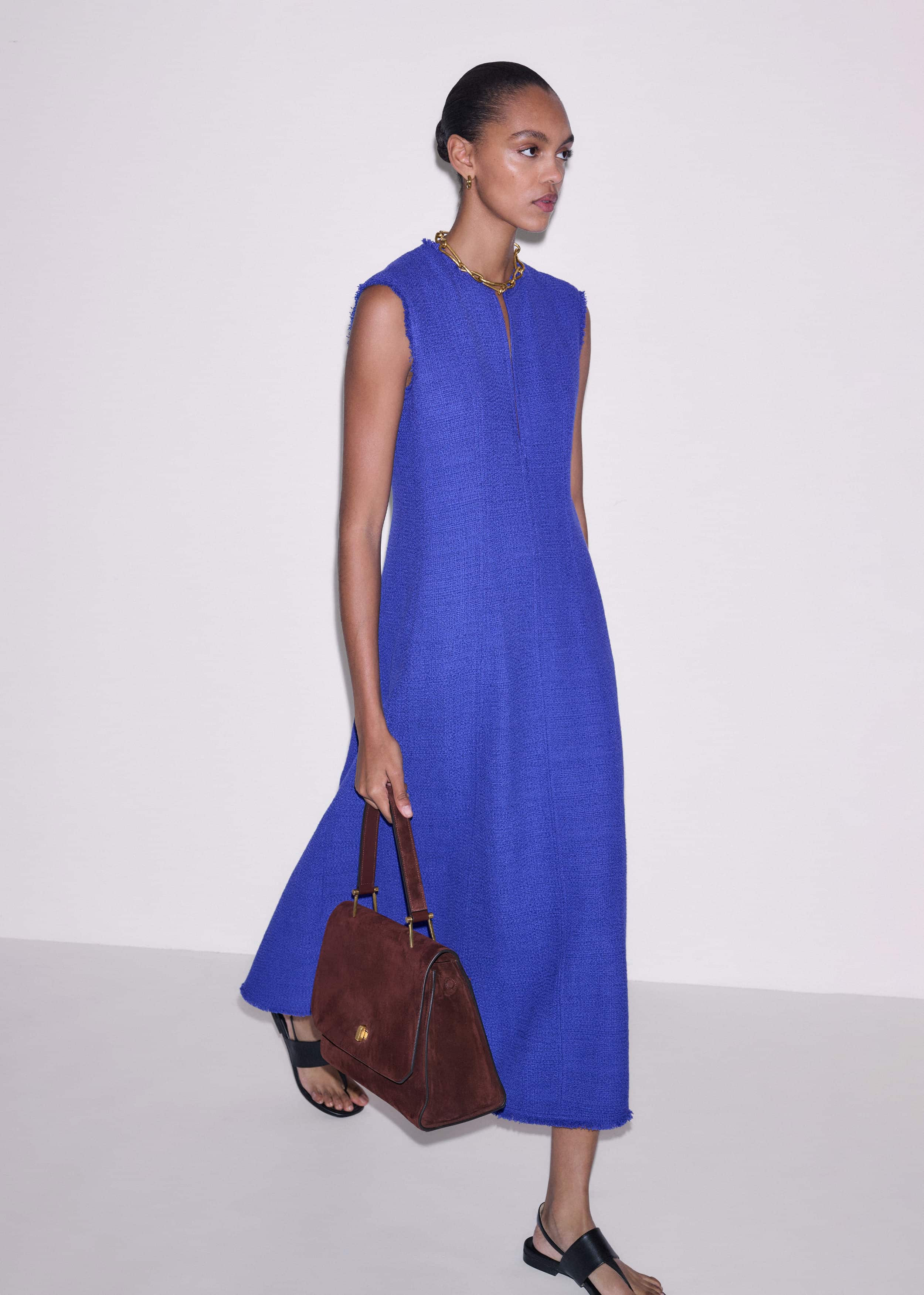 Blue Desk-To-Dinner Fit And Flare Maxi Dress