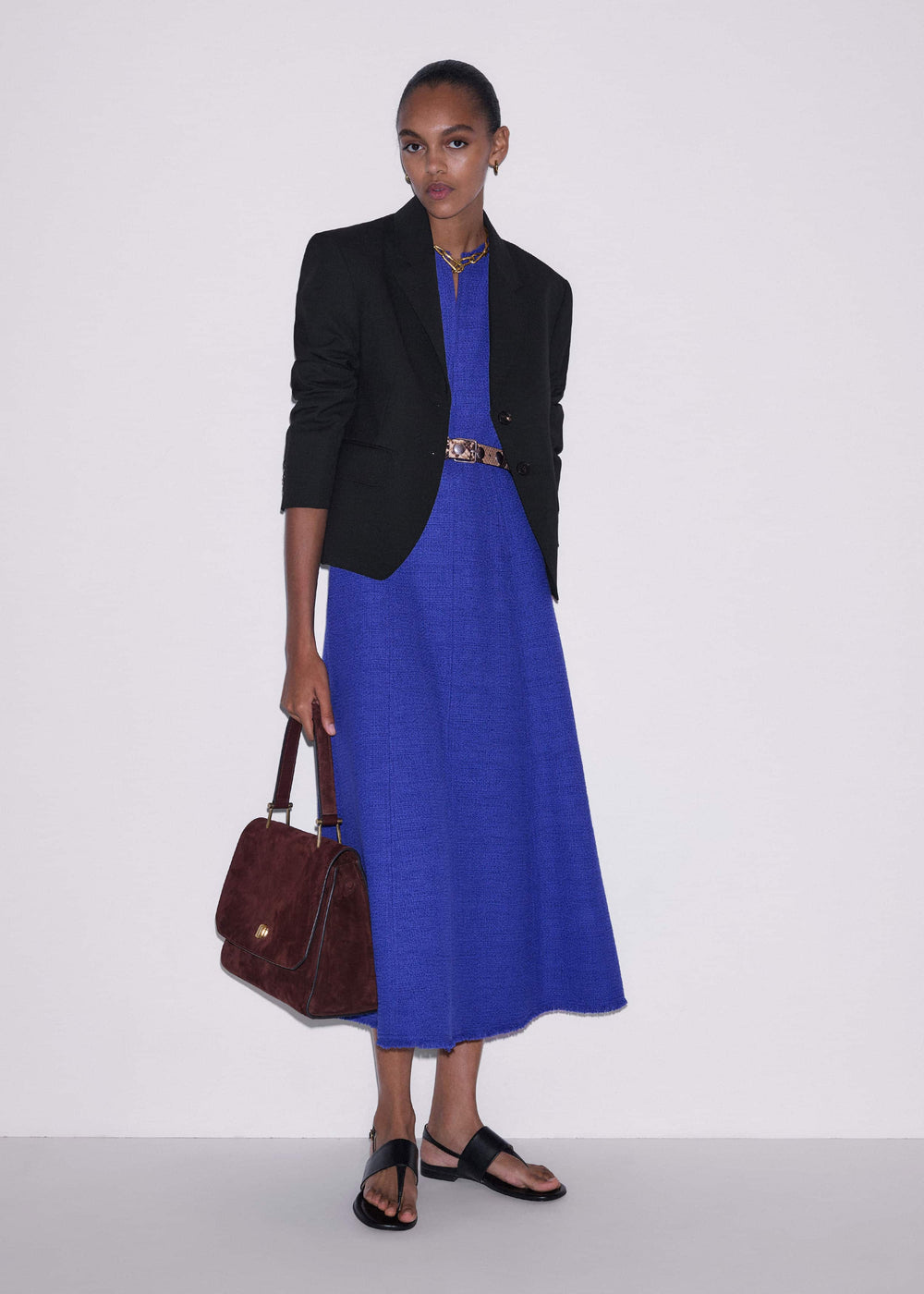 Blue Desk-To-Dinner Fit And Flare Maxi Dress
