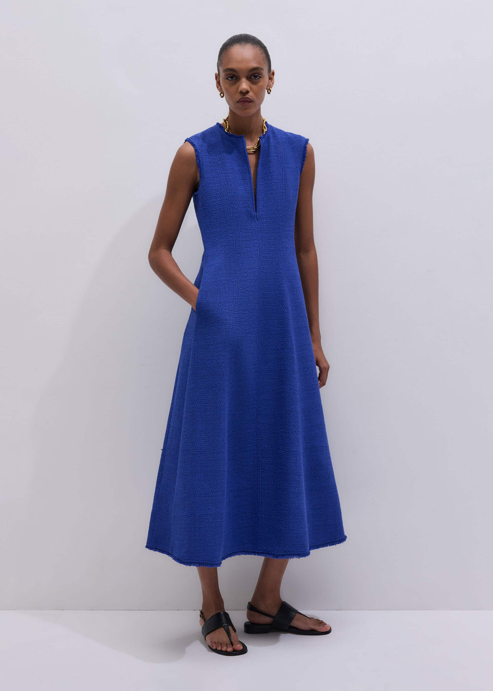 Blue Desk-To-Dinner Fit And Flare Maxi Dress