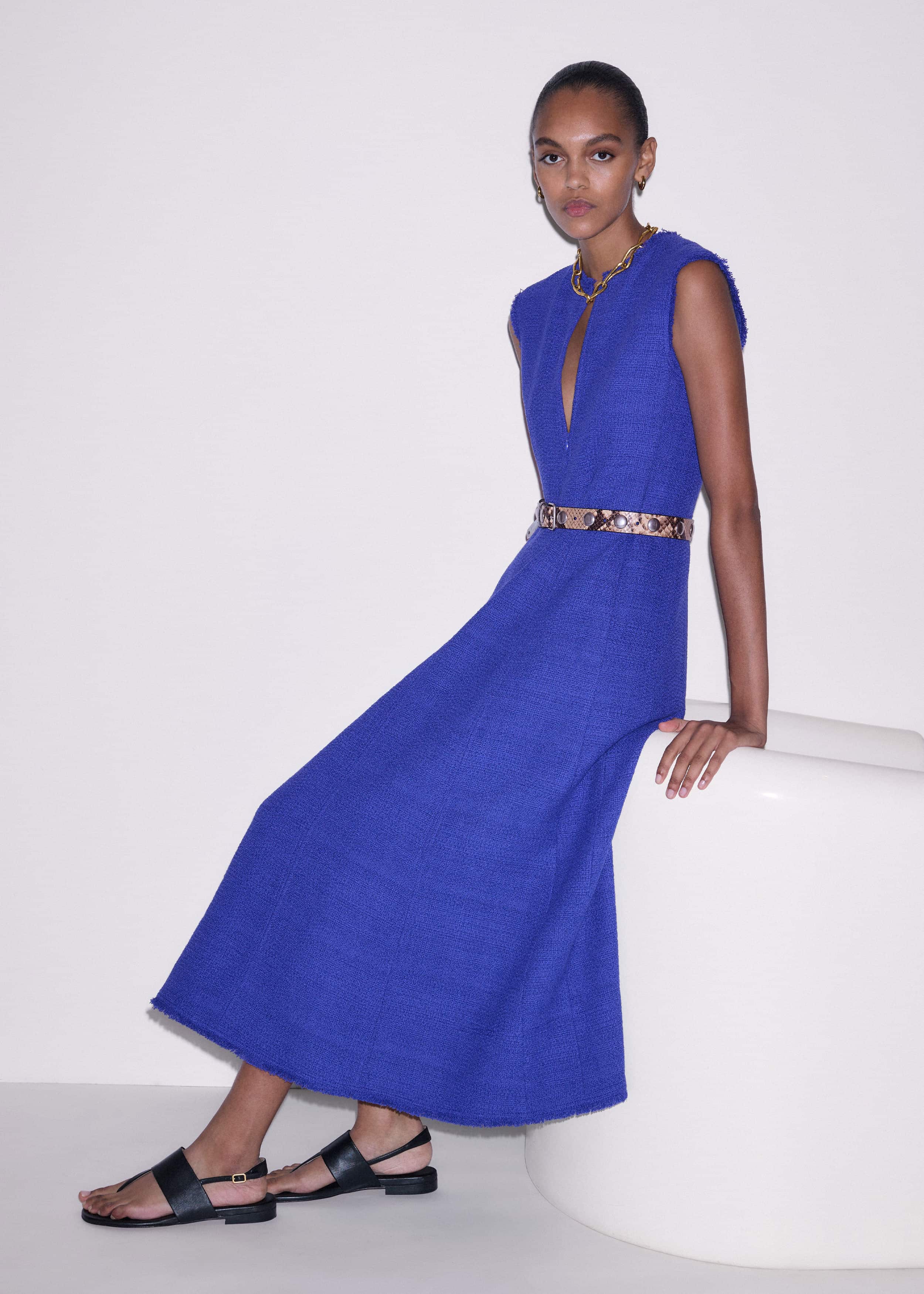 Blue Desk-To-Dinner Fit And Flare Maxi Dress