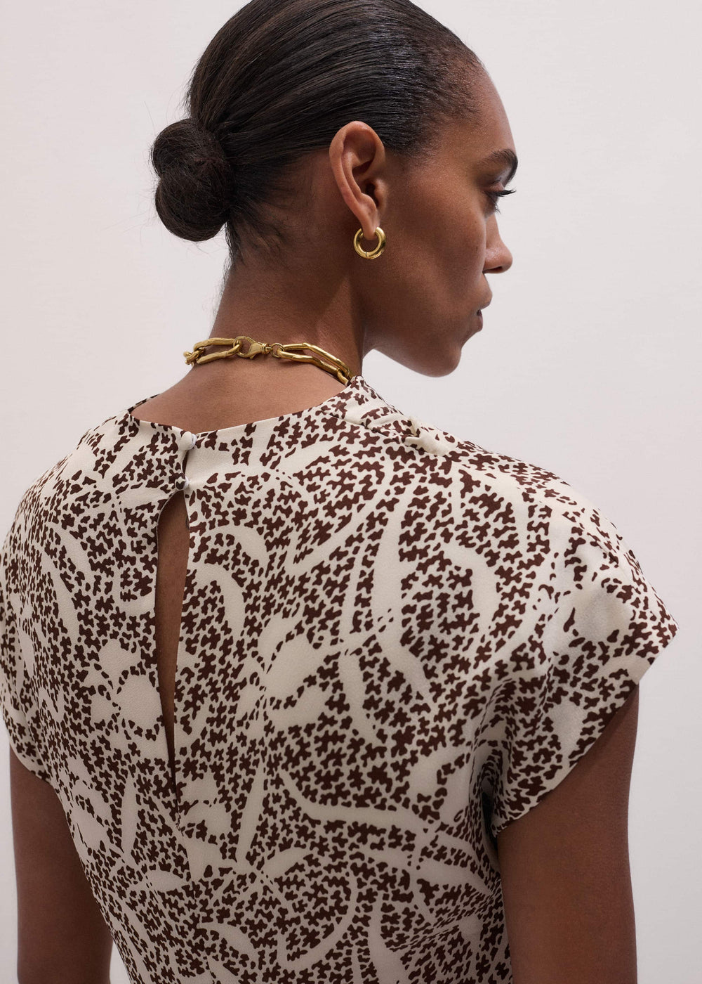 Brown Speckled Bloom Print Bias Cut Maxi Dress