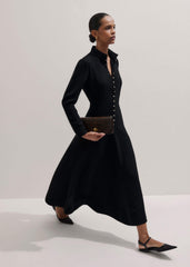 Black A-Line Feature Button Maxi Dress