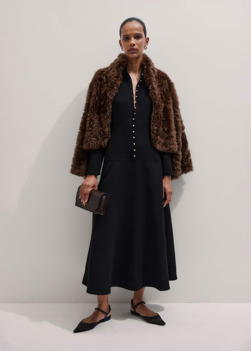 Black A-Line Feature Button Maxi Dress