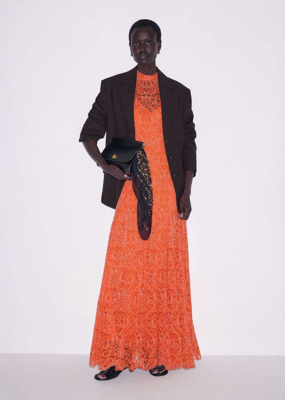 Orange Two Tone Full Length Dress