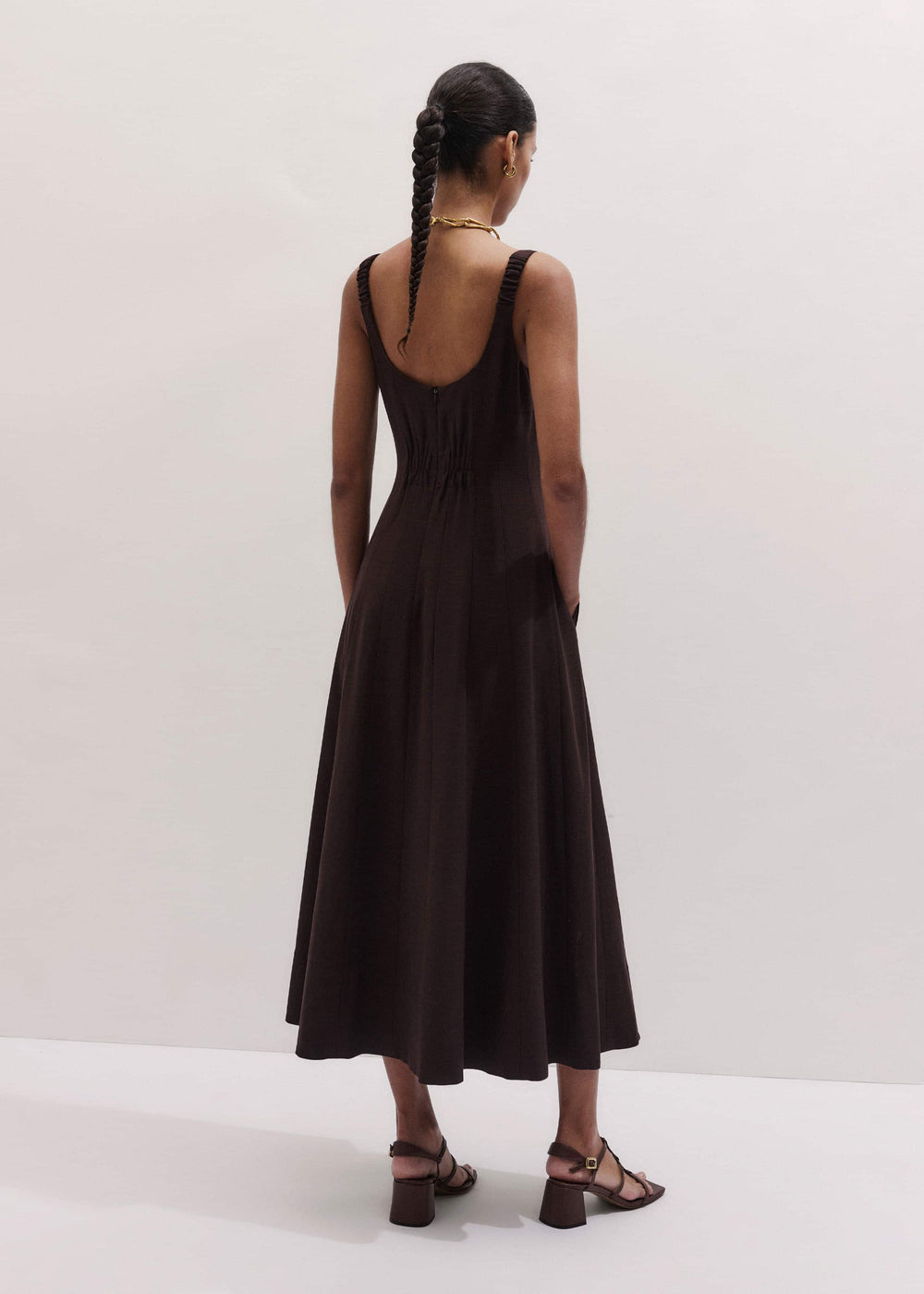 Red Contour Seam Fit + Flare Maxi Dress