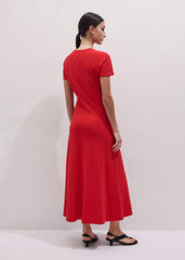 Red Raglan Sleeve Maxi Dress