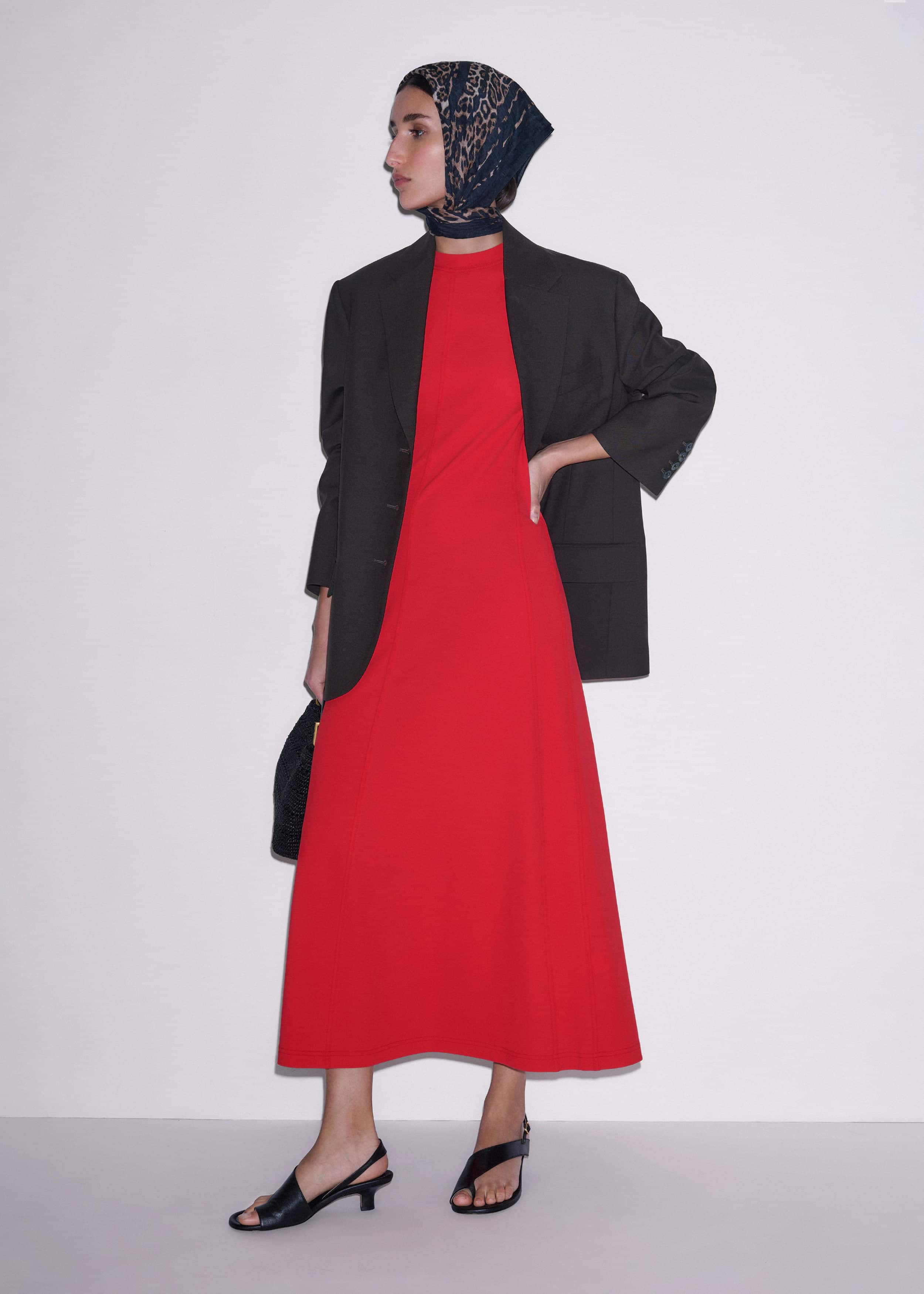 Red Raglan Sleeve Maxi Dress
