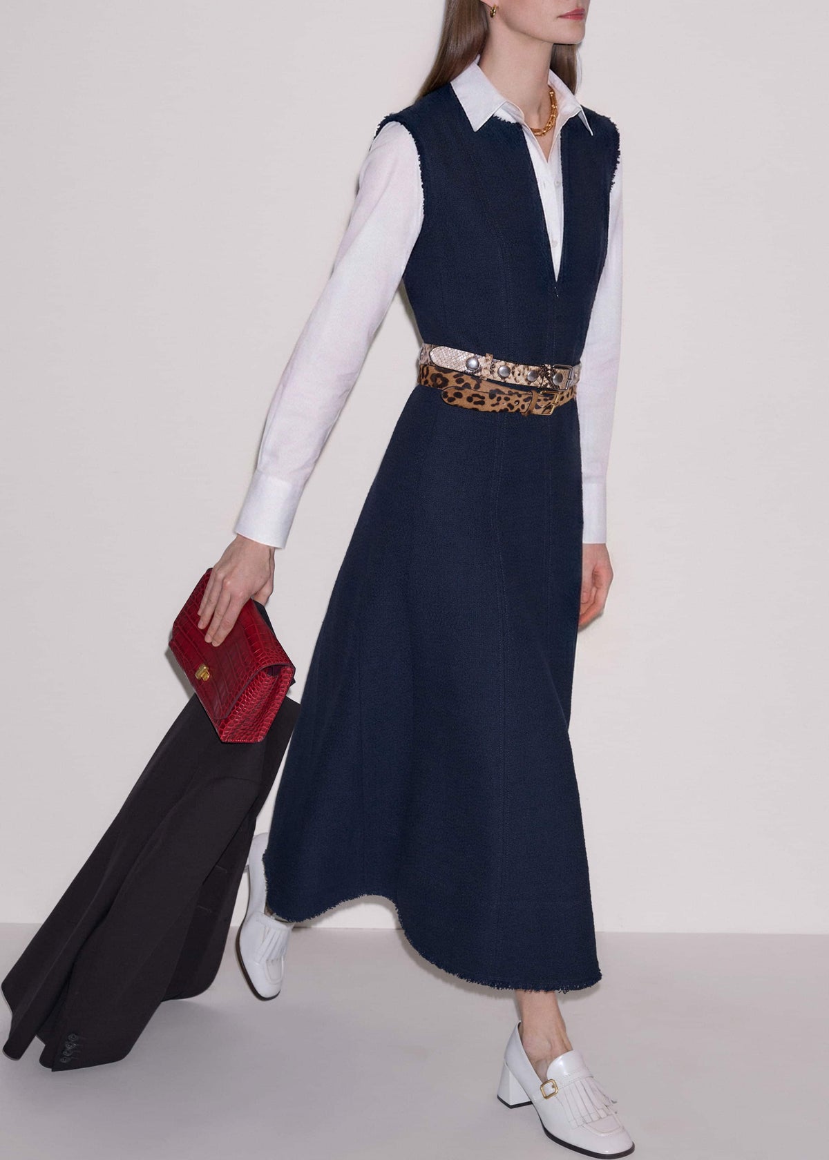 Navy Desk-To-Dinner Fit + Flare Maxi Dress