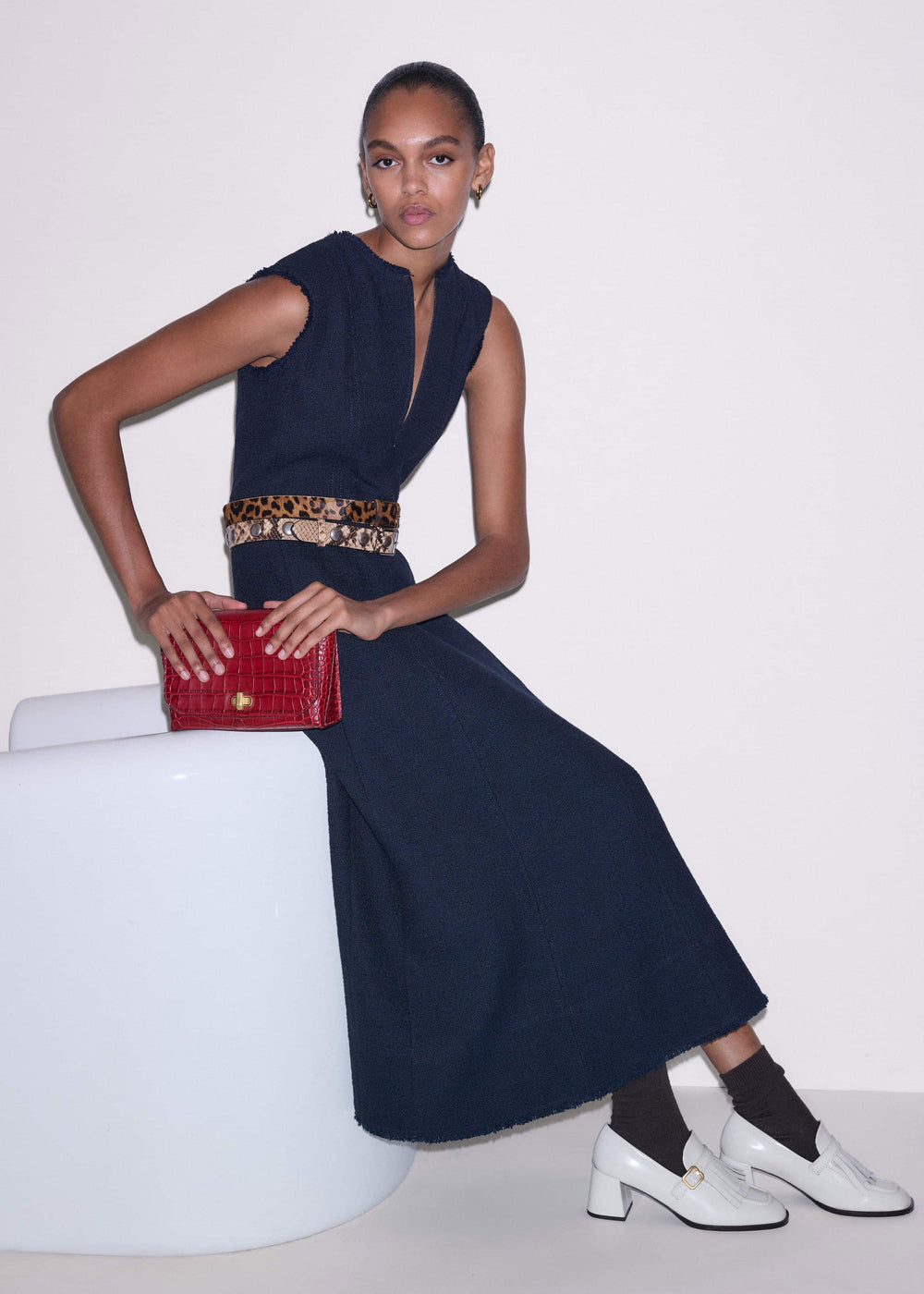 Navy Desk-To-Dinner Fit + Flare Maxi Dress
