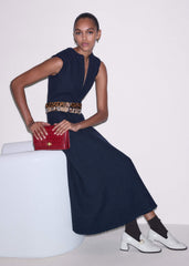 Navy Desk-To-Dinner Fit + Flare Maxi Dress
