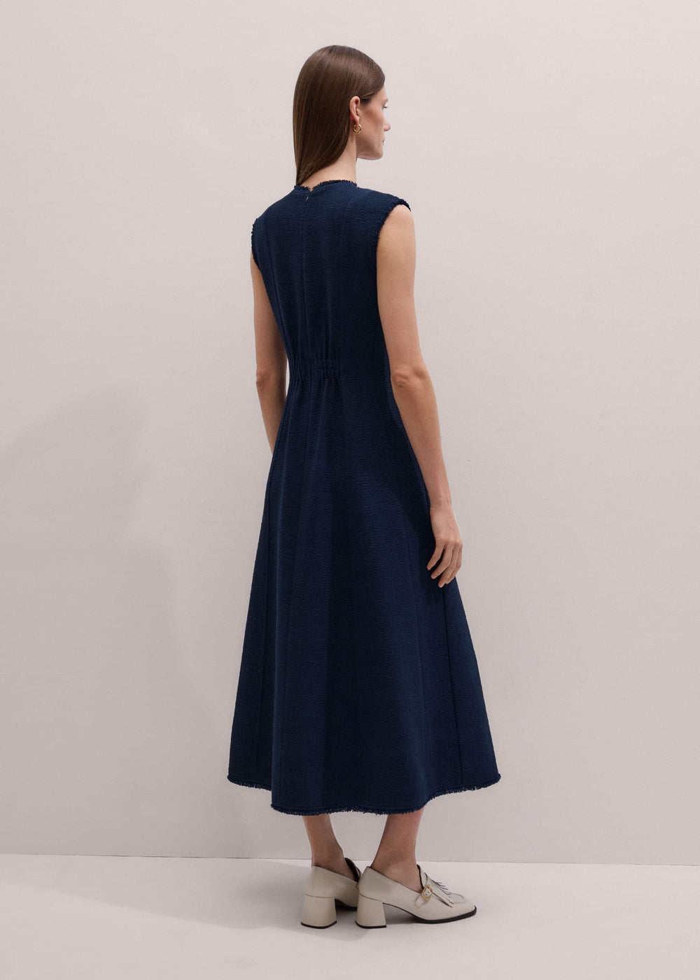 Navy Desk-To-Dinner Fit + Flare Maxi Dress