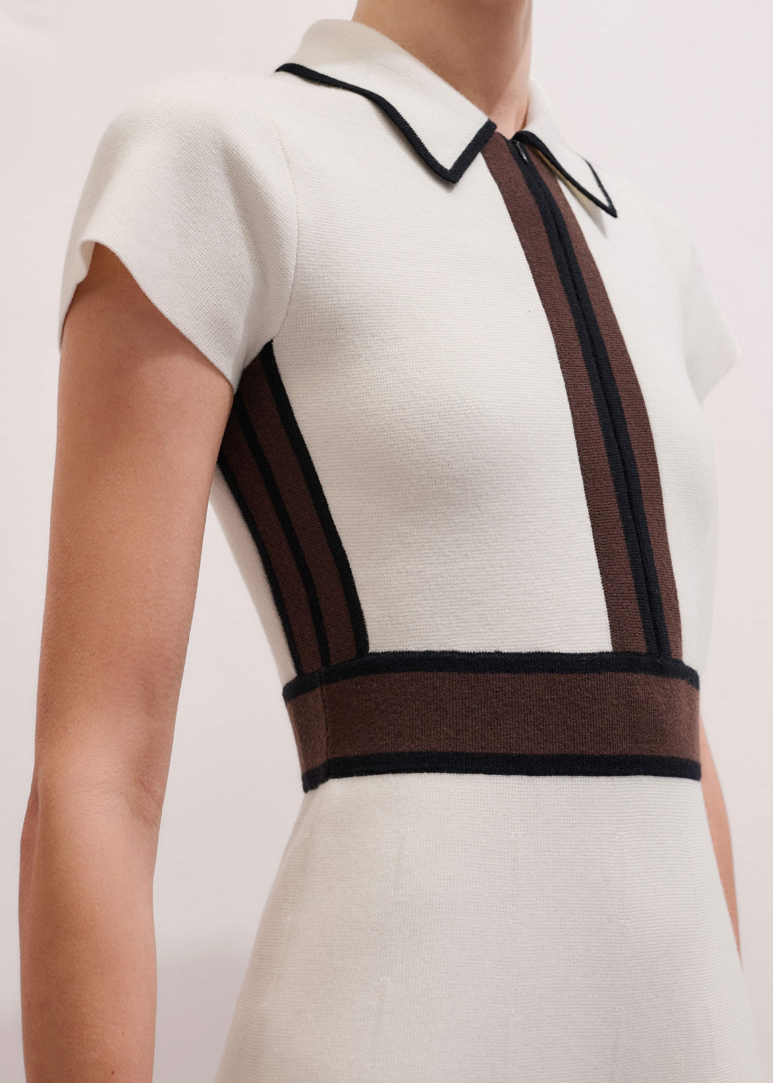 Cream Milano Knit Collared Fit + Flare Maxi Dress