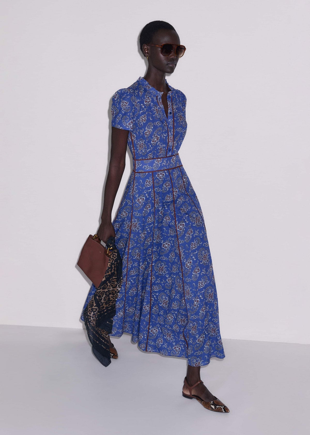 Blue Fit + Flare Maxi Dress