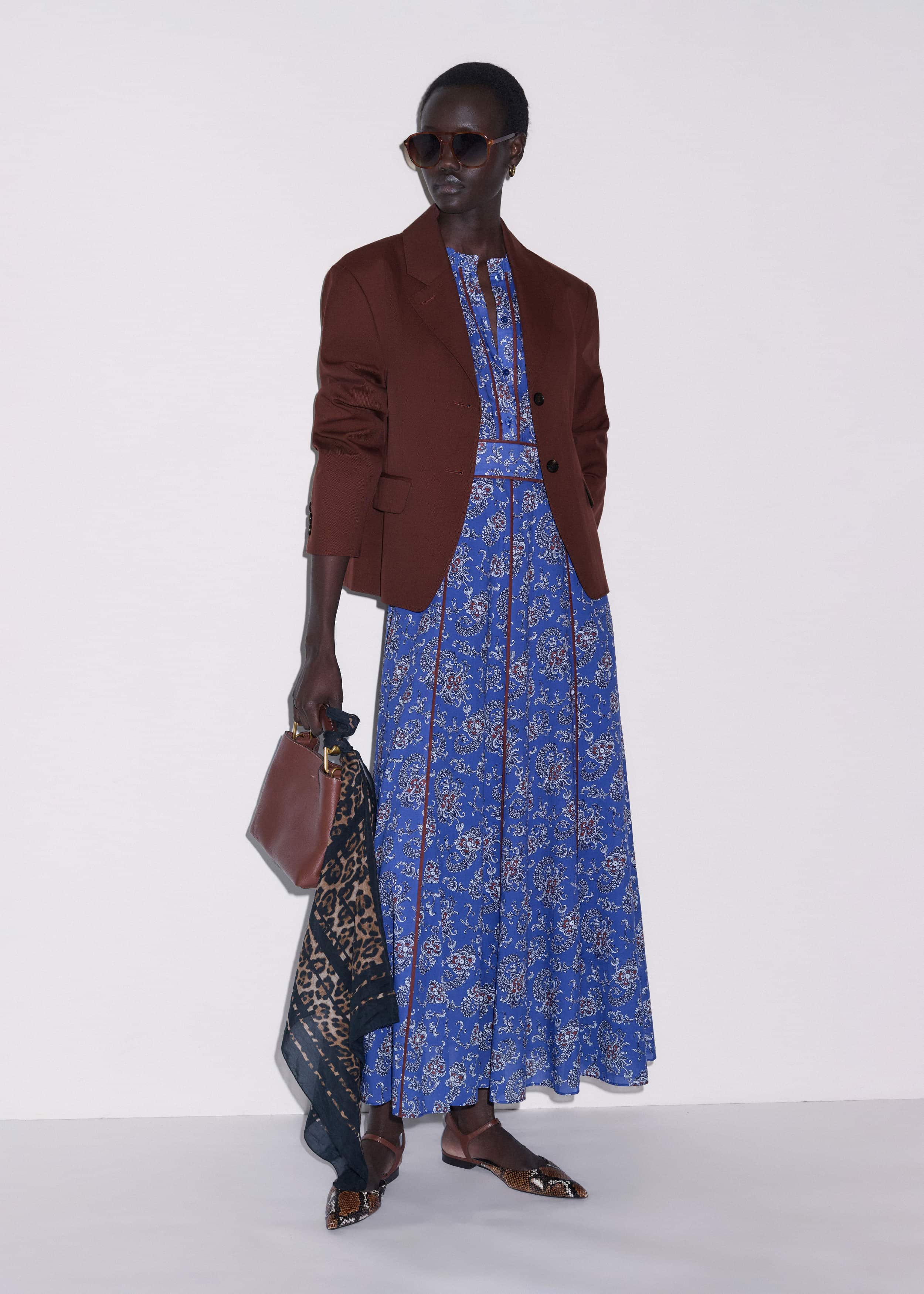 Blue Fit + Flare Maxi Dress