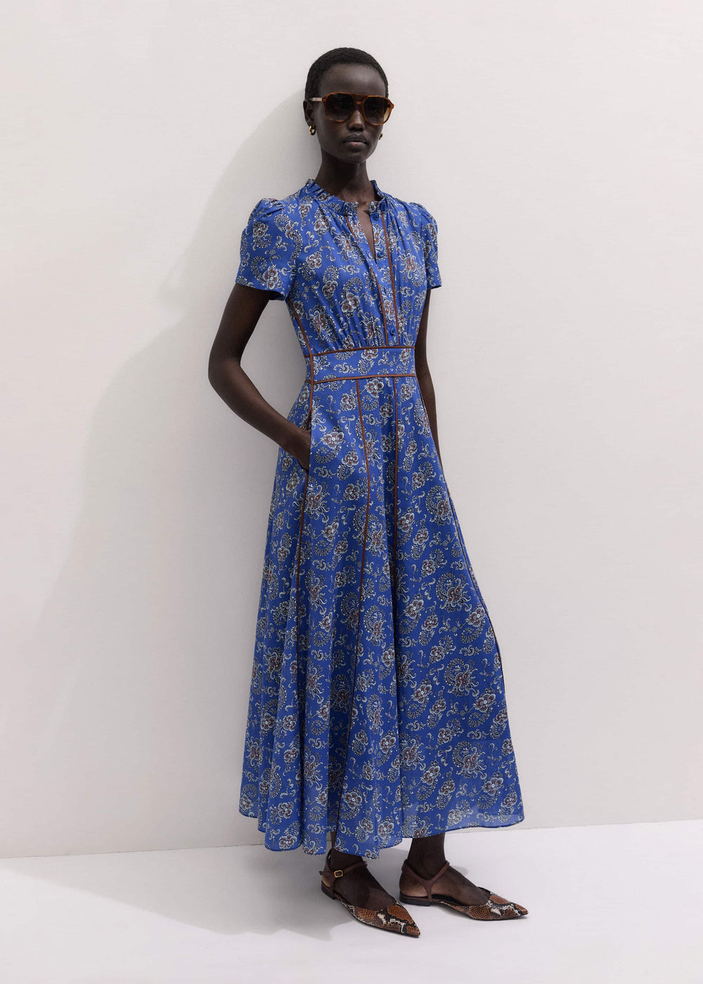 Blue Fit + Flare Maxi Dress