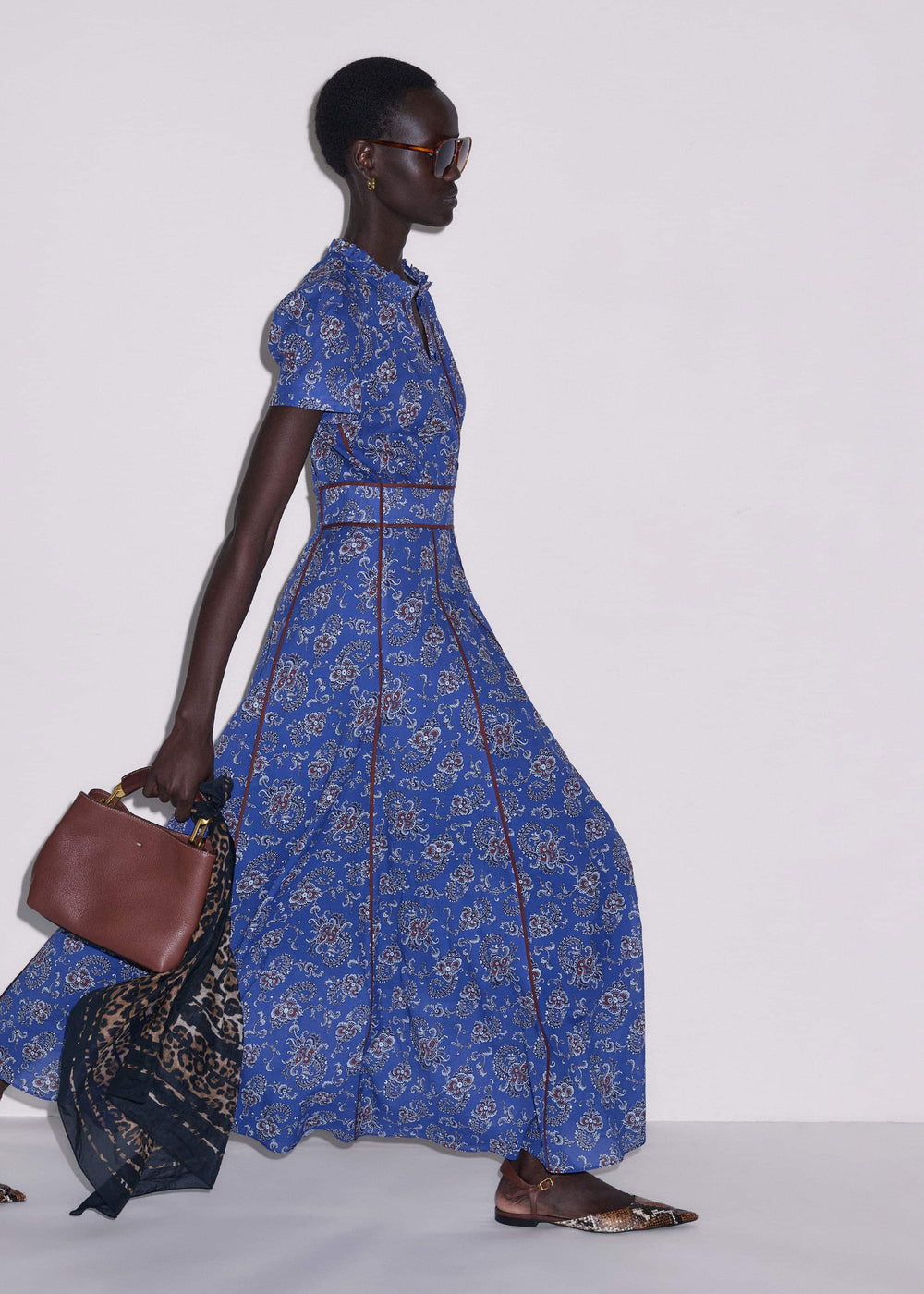 Blue Fit + Flare Maxi Dress