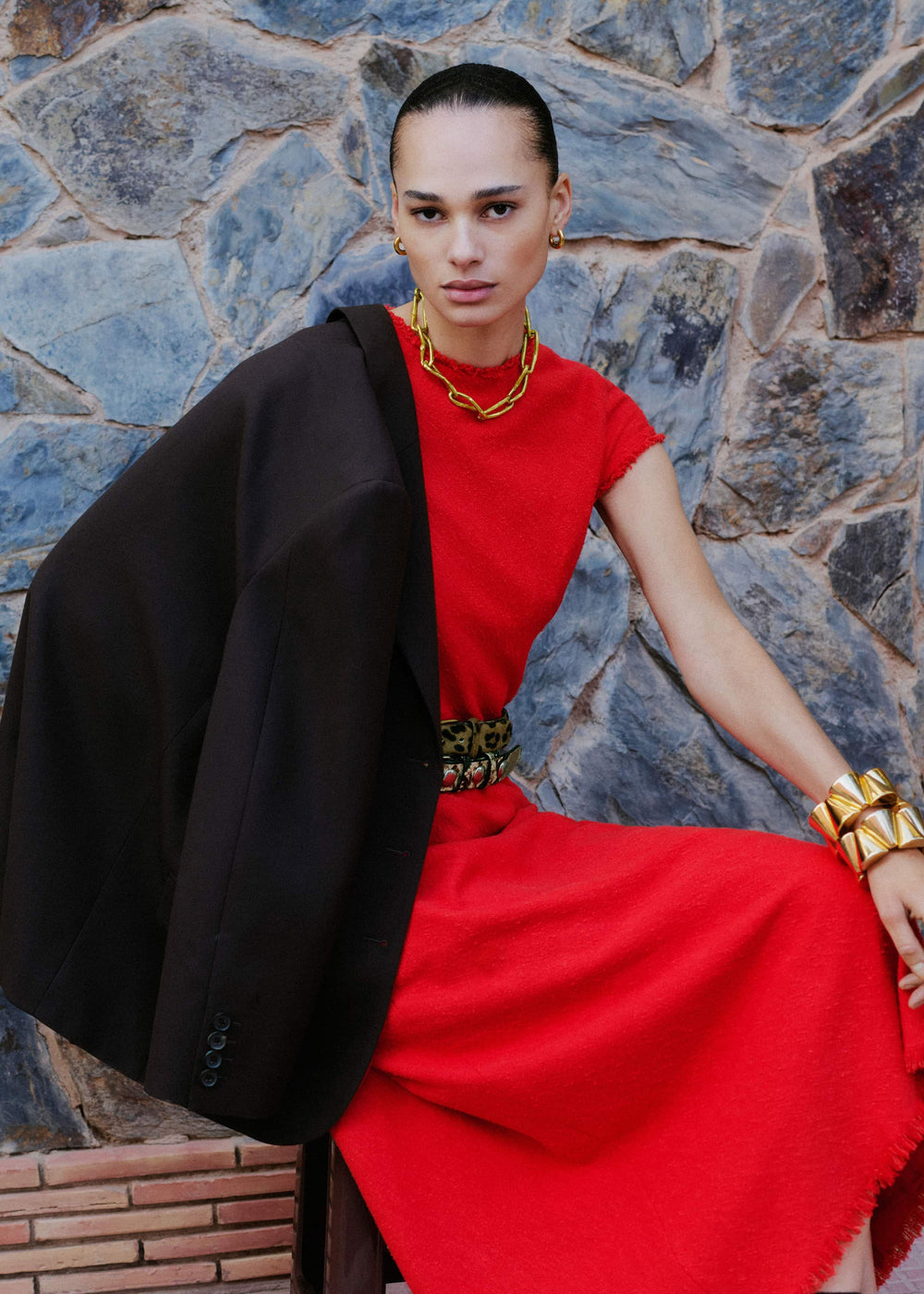 Red Bias Cut AM-PM Maxi Dress