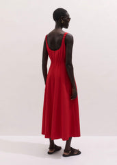 Red Contour Seam Fit + Flare Maxi Dress