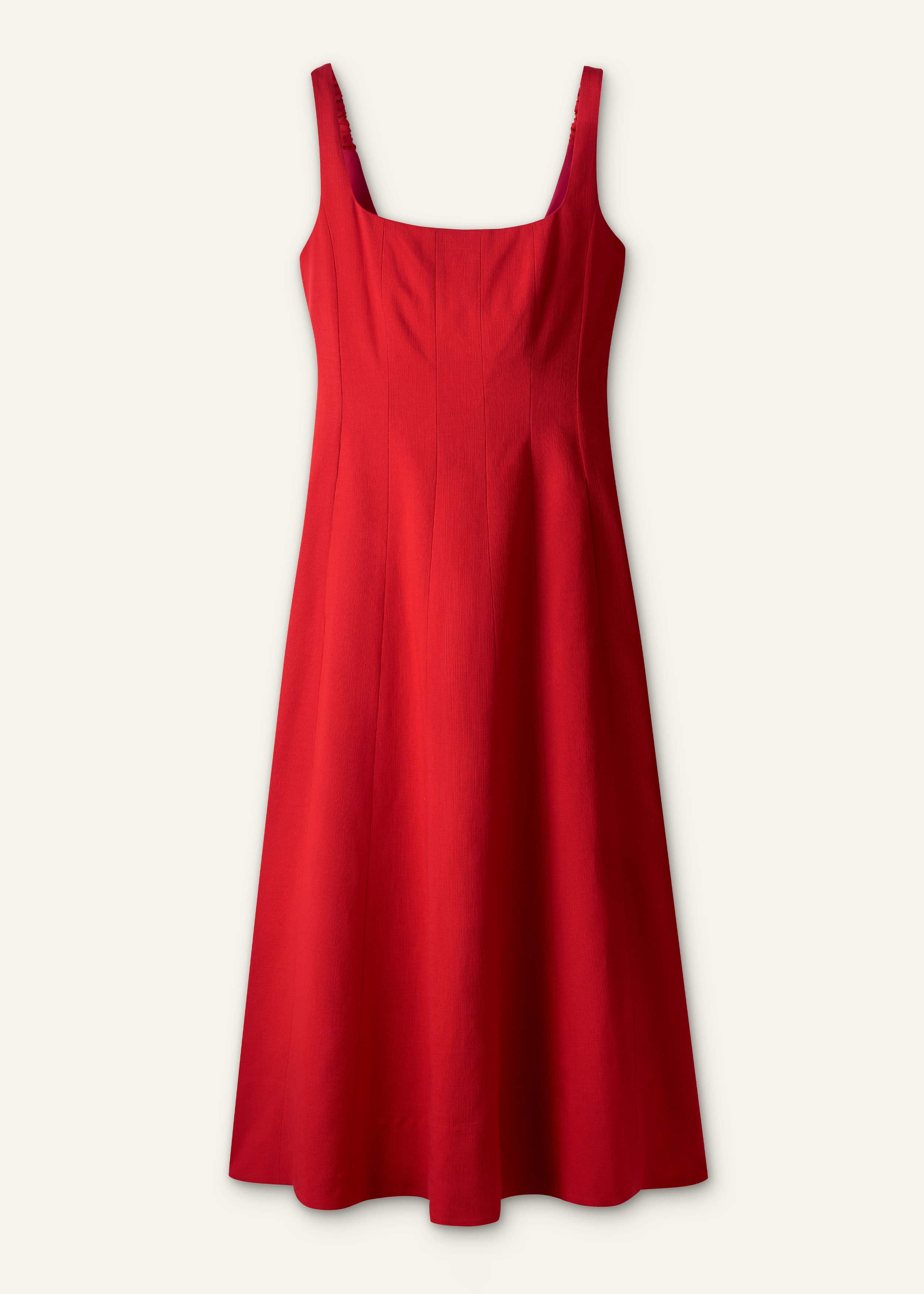 Red Contour Seam Fit + Flare Maxi Dress