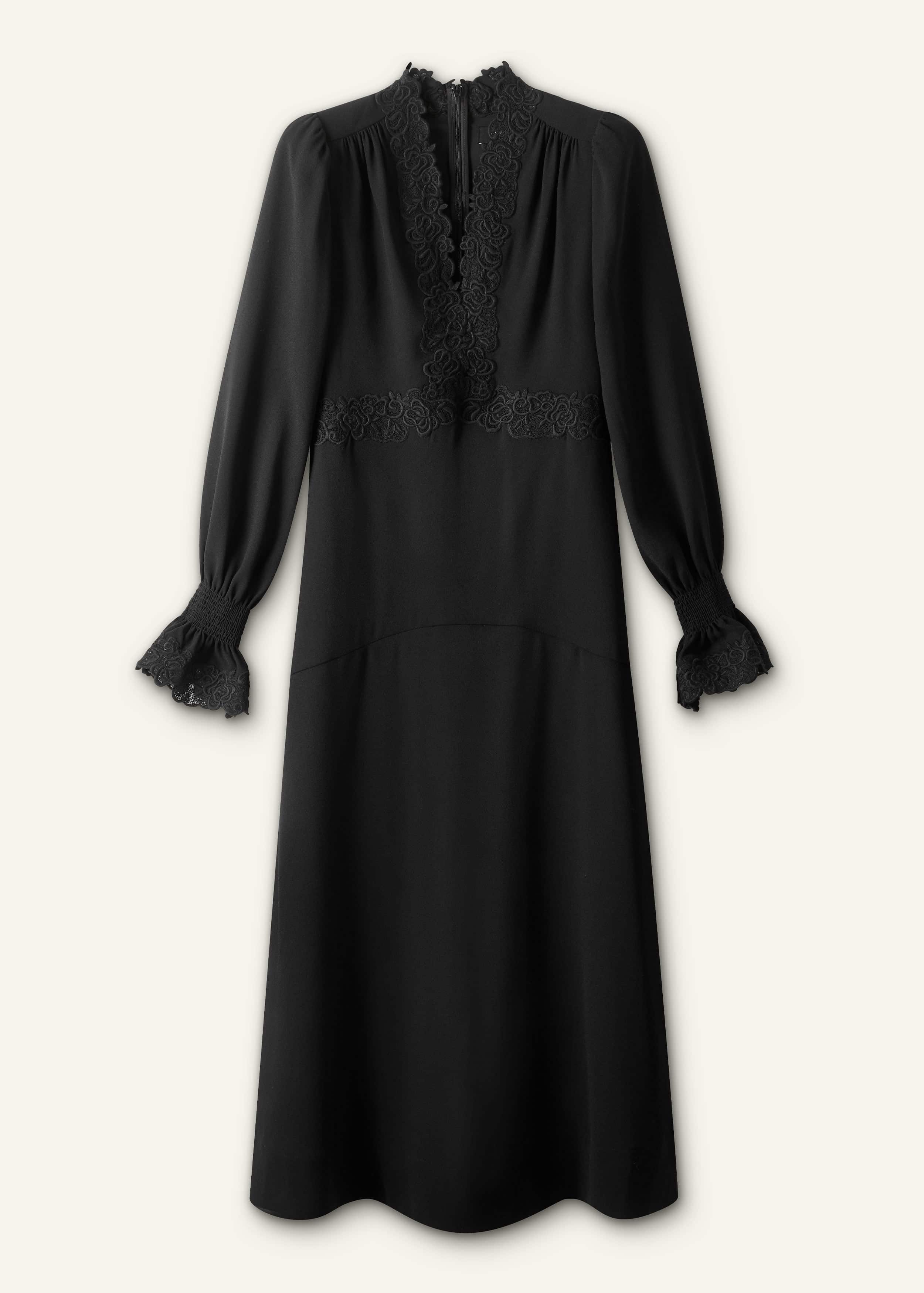 Black Fit + Flare Lace Detail Maxi Dress