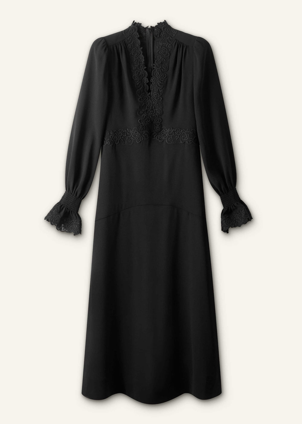 Black Fit + Flare Lace Detail Maxi Dress