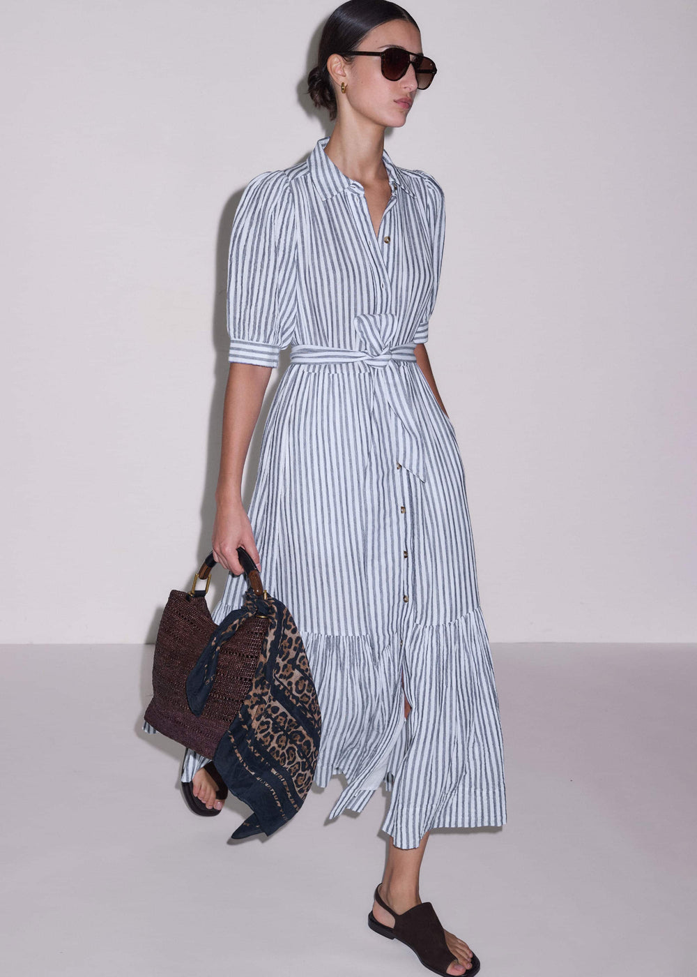 Navy Midi Shirt Dress