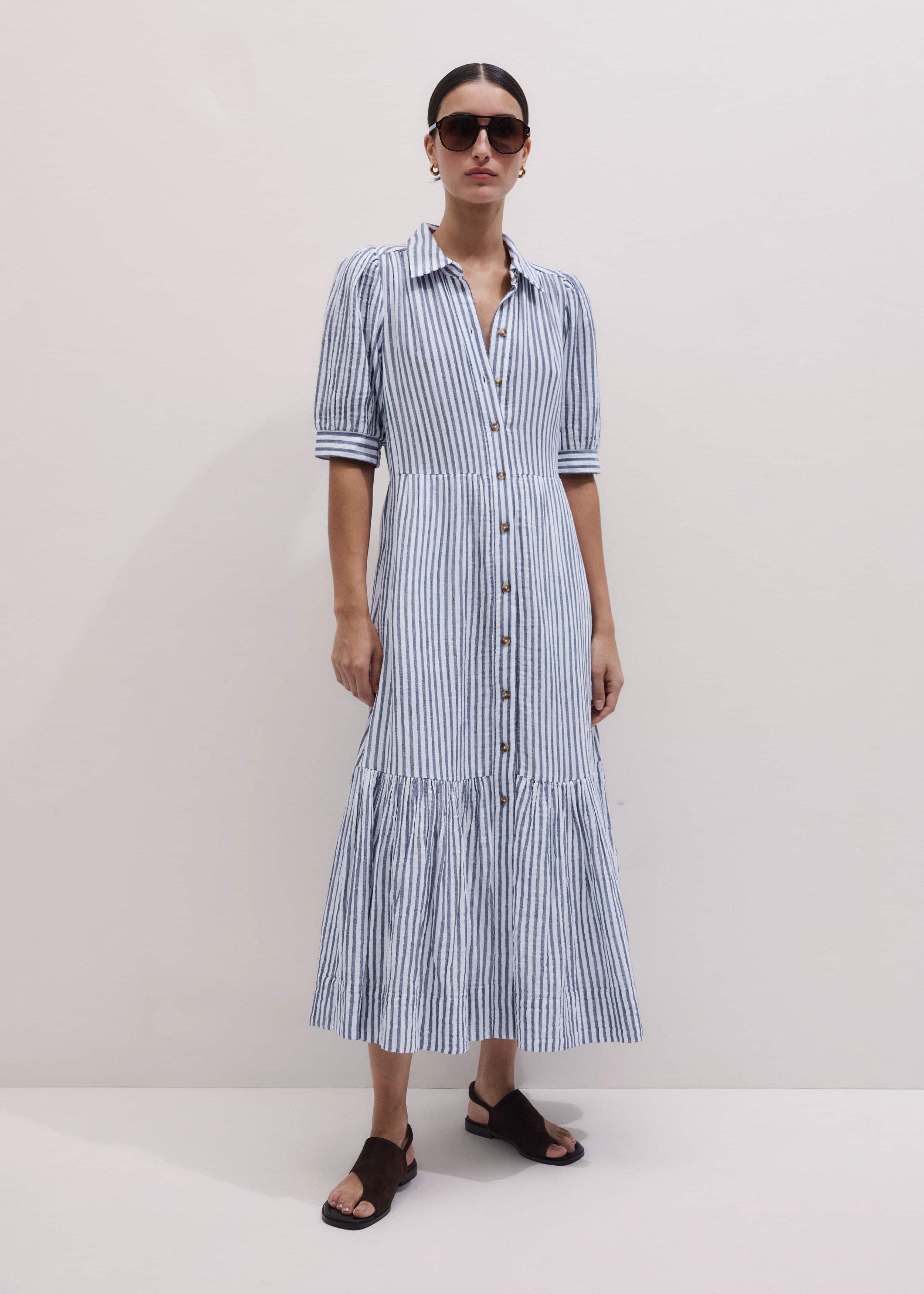 Navy Midi Shirt Dress