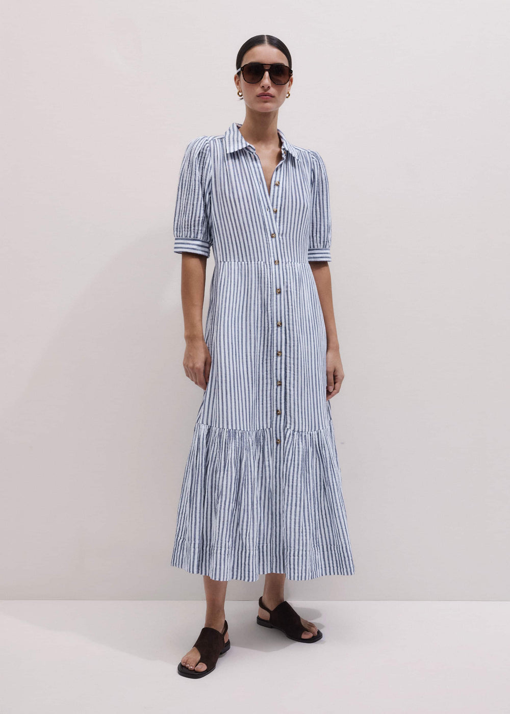 Navy Midi Shirt Dress