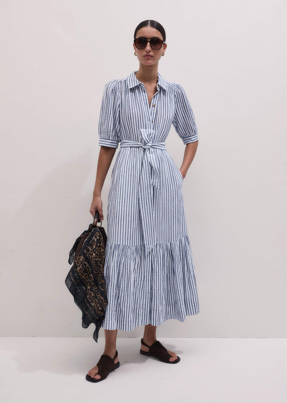 Navy Midi Shirt Dress