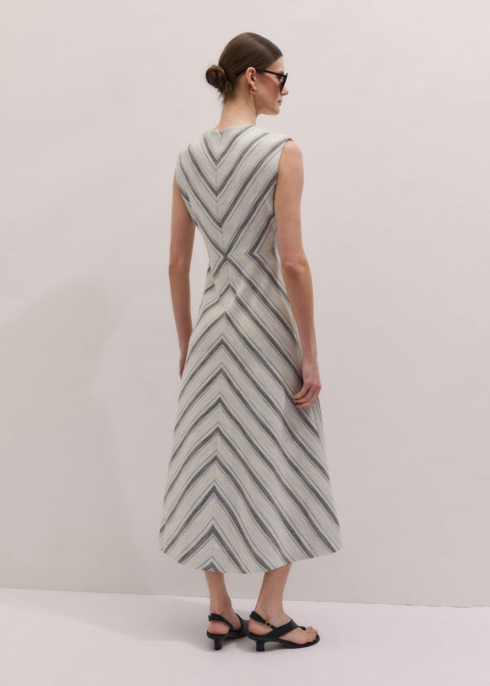 Light Cream Fit + Flare Midi Dress