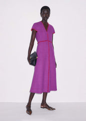 Purple Fringe Detail Fit + Flare Midi Dress