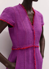 Purple Fringe Detail Fit + Flare Midi Dress