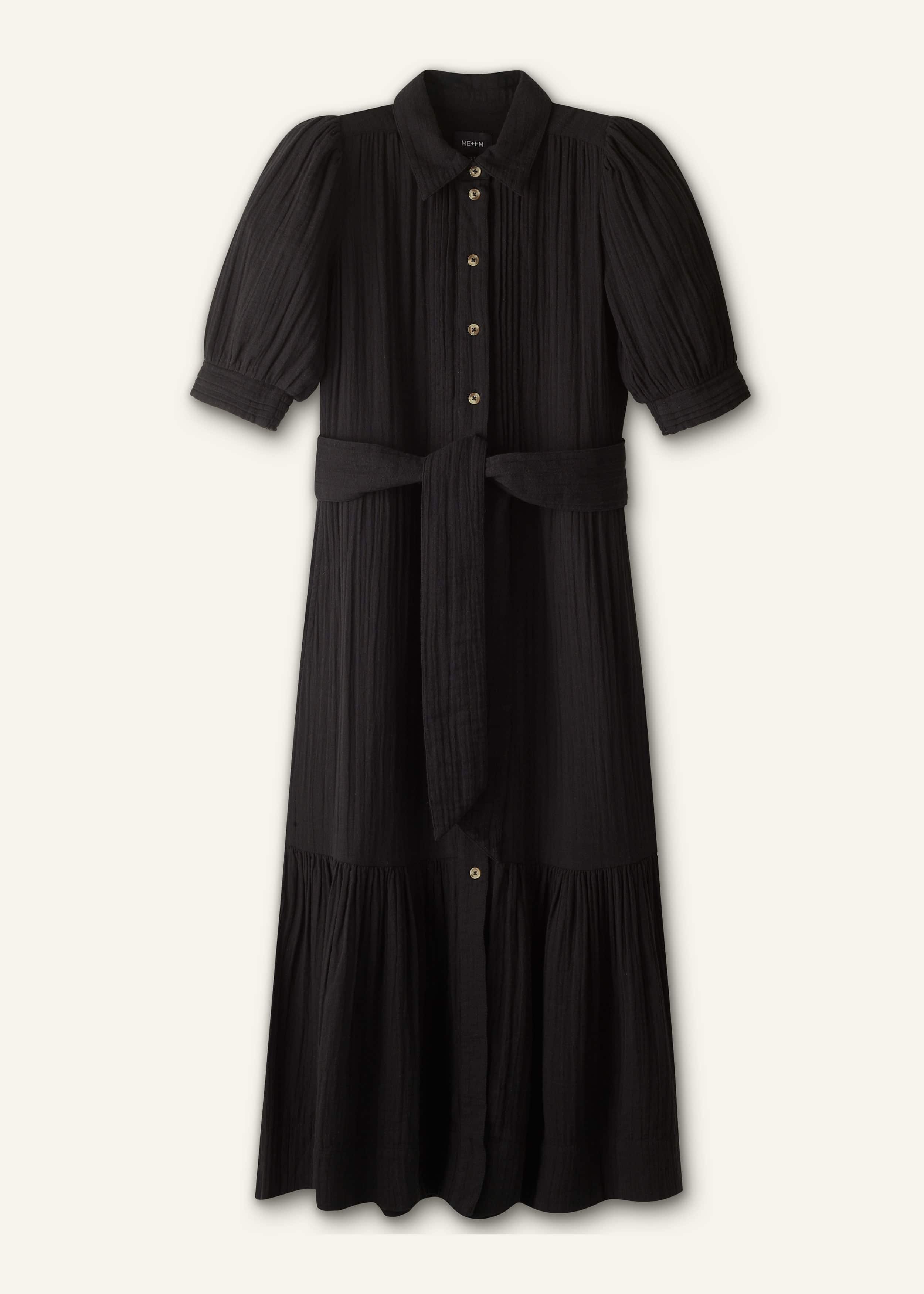 Black Cheesecloth Midi Shirt