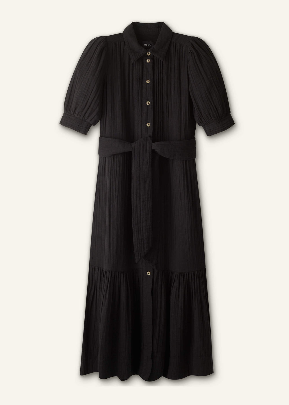 Black Cheesecloth Midi Shirt
