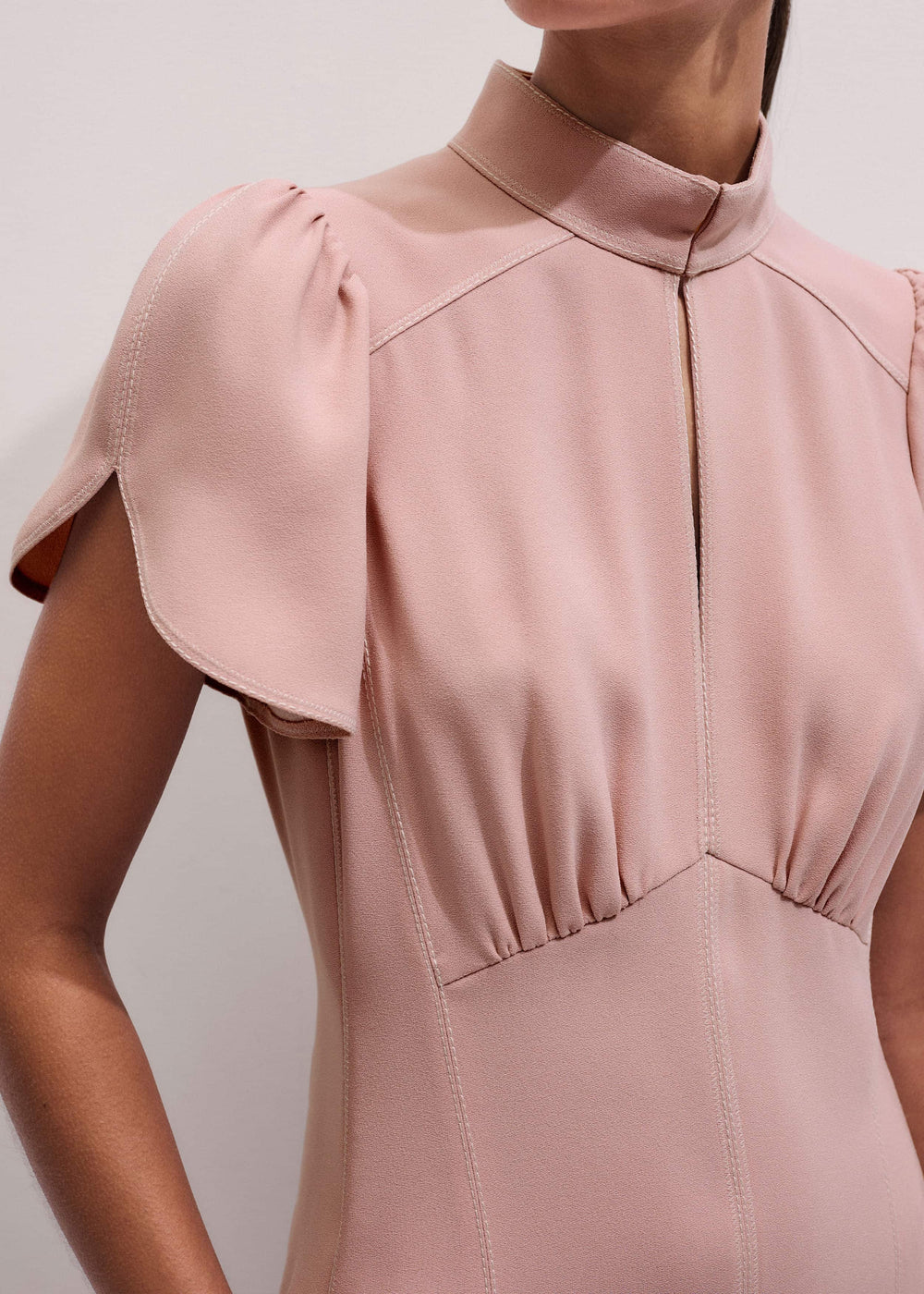 Smoke Pink Contrast Stitch Midi Dress